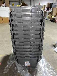 Pallet with 56 HDX 12 Gal. Flip-Top Tote Storage Bins not used see pictures large lot
