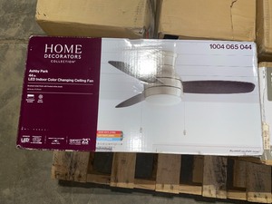 Pallet with assorted branded ceiling fans. See pictures