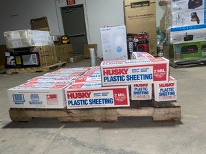 Pallet of Husky plastic sheeting. See pictures
