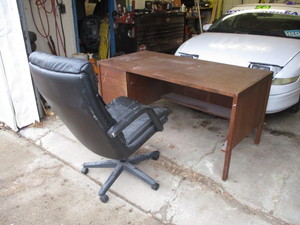 Wooden desk and chair