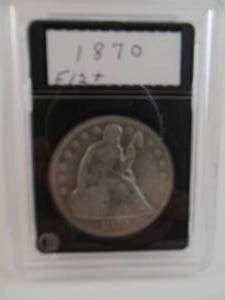 lot 3 image: 1870 Seated Liberty Silver Dollar