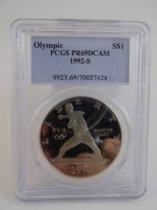 lot 7 image: 1992-S Olympic $1 PR69DCAM Graded PCGS