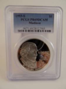 lot 8 image: 1993S Madison $1 PR69DCAM Graded PCGS