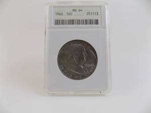 lot 14 image: 1960 Jefferson 50 Cents MS64 Graded ANACS