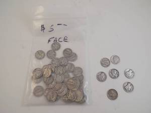 lot 81 image: Mercury Dimes $5 Face Value 90% Silver Random Dates