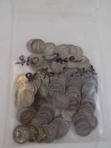 lot 82 image: Mercury Dimes $10 Face Value 90% Silver Random Dates