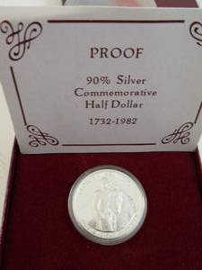 lot 83 image: 1732-1982 90% Silver Commerative Half Dollar With Certificate of Authenticity