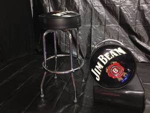 lot 9 image: Lot of 2 Jim Beam bar stools