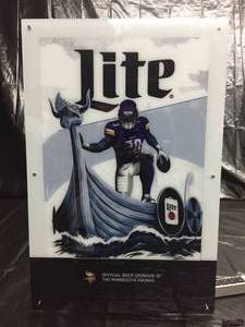 lot 36 image: Miller Lite Official Beer Sponsor of the MN Vikings light up plexi - looks new