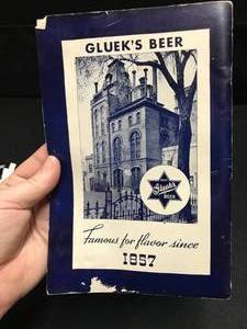 lot 114 image: Glueks Beer seafood and fish cookbook 1949 and Cold Spring Label