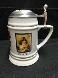 lot 124 image: Grain Belt Beer 100 year anniversary beer stein with lid, NOS New Old Stock
