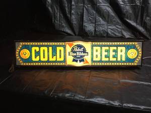 lot 55 image: PBR Pabst Blue Ribbon Cold Beer plastic face with metal back