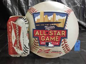 lot 76 image: Budweiser MN Twins All Star Game tin sign