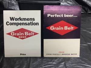 lot 88 image: Grain Belt Beer cardboard price displays