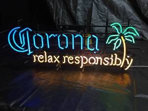 lot 144 image: Corona Palm tree Relax Responsibly neon