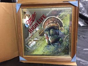 lot 175 image: Miller High Life 1996 Showtime turkey mirror. NIB New in Box