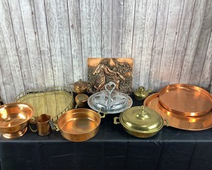 lot 2049 image: Brass set-Larger items