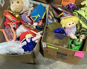lot 2104 image: Two Big Boxes of Vintage Toys, Childrens Items