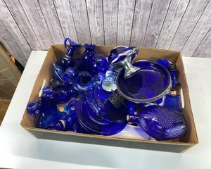 lot 2130 image: Blue Glassware & Asst Lot