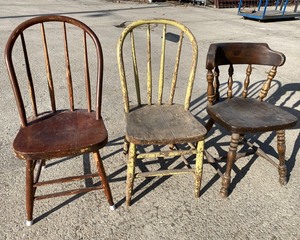 lot 50 image: Vintage Wood Chairs (3)