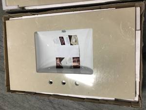 Lot  of two 37 in. W Engineered Marble Single Vanity Top in Champagne Dunes with White Sink  Customer Returns SEE PICS