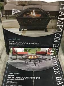 Pallet of Lot of 2 Tipton 34 in. Steel Deep Bowl Fire Pit in Oil Rubbed Bronze in goood condition