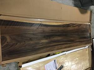 LOt with Assorted Hevea Wood countertop, Shelving, Butcher Block Countertop in Oiled Acacia and Wood Work Surface