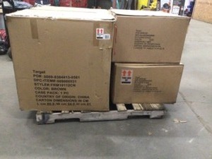 Pallet with assorted target outdoor furniture customers returns