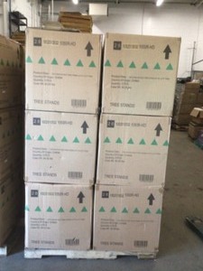 Pallet with 11 cases of Decorative Red tree stand up to 10 Ft treeNew