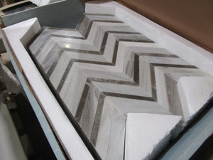 HERRINGBONE MARBLE MOSAIC WALL TILE