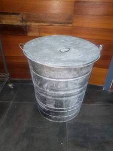 Vintage Galvanized Metal Can wLid