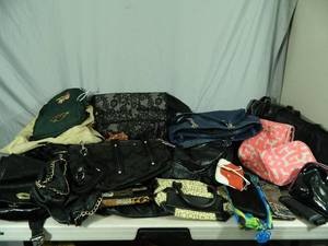 Large Assortment of Purses, Bags, and Wallets
