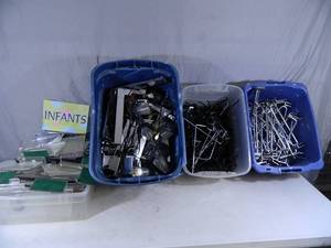Assorted Slat Wall Hangers, Merchandise Signs, and More