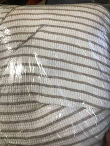 Bamboo Taupe Geometric Organic Cotton Percale Queen Duvet Cover, 40061D-Q-MULTI, NEW