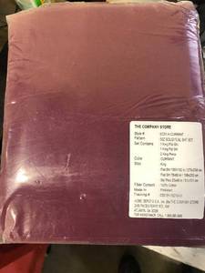 Cotton Percale Deep Pocket Sheet Set, EC51-K-CURRANT, NEW