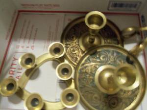 lot 55 image: 3 brass candle holders...