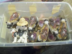lot 72 image: Bear candle holders and cow figurin...