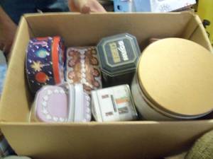 lot 75 image: Box of tin canisters...