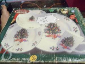 lot 114 image: 2 boxes of Christmas dishes...