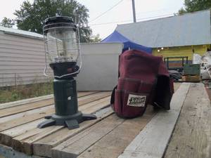 lot 160 image: Pail tool bag and camping light...