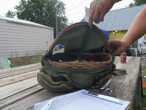lot 195 image: Trout Fishing basket with gear...