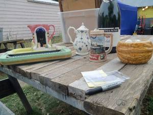 lot 216 image: cookie jar, stein, rolling trays, t...