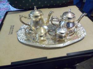 lot 228 image: Sliver tea set...