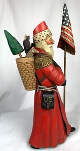 lot 37 image: Leo Smith Folk Art Stars and Stripes Santa Figure, Numbered Lim. Edition, Signed