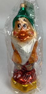 lot 61 image: Disney Collectible Christopher Radko Bashful Glass Ornament from Disney Snow White and the Seven Dwarfs Collection, New in sealed cellophane bag