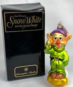 lot 65 image: Disney Collectible Christopher Radko Dopey Glass Ornament from Disney Snow White and the Seven Dwarfs 1997 Collection