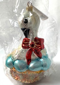 lot 83 image: Christopher Radko Six Geese A-Laying Glass Ornament from 1998 The Twelve Days of Christmas Series, NLE #1328, New in sealed cellophane bagorig. box