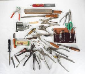 Lot of Vintage and Antique Cobbler Shoe Repair and Leather Working Tools