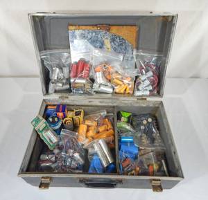 Vintage RCA Service Case With Electronic Capacitors, Resistors and Electronic Components