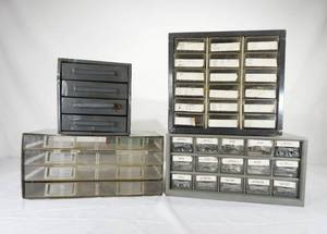 Set of 4 Assorted Parts Storage Cabinets With Hardware